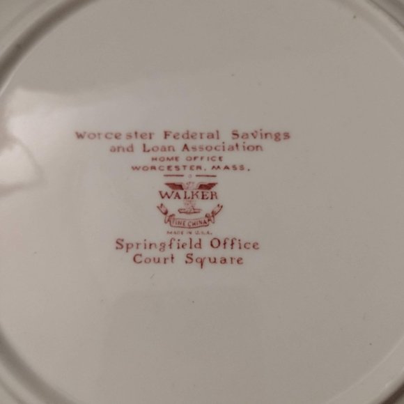 Vintage State Plate Savings and Load Springfield, MA 1965 Walker China - Picture 4 of 4